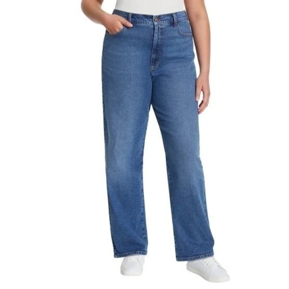 NWT Gloria Vanderbilt Relaxed Straight Leg High Rise Jeans Size 14 Dark Wash
